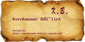 Kornhauser Bálint névjegykártya